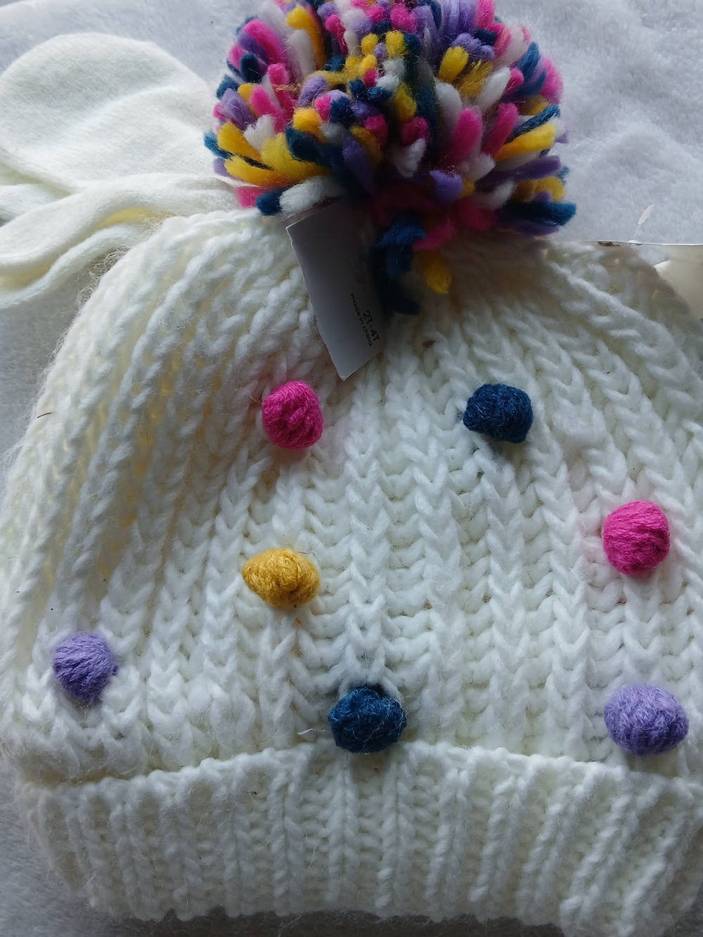 Capelli of New York Pom-Pom Beanie Hat + Mittens [Sz 2T-4T] NWT